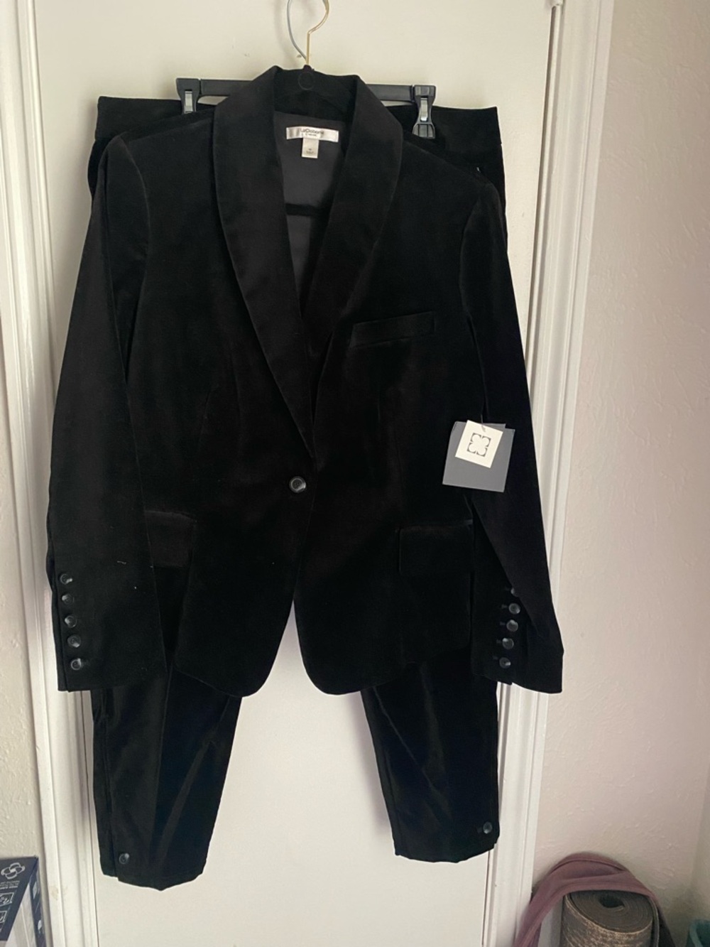 Liz Claiborne Black Velvet Jacket and Pants Set